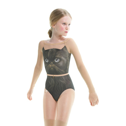 女童黑猫长袖芭蕾舞连体衣