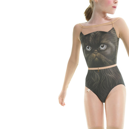 女童黑猫长袖芭蕾舞连体衣