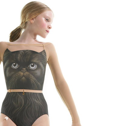 女童黑猫长袖芭蕾舞连体衣