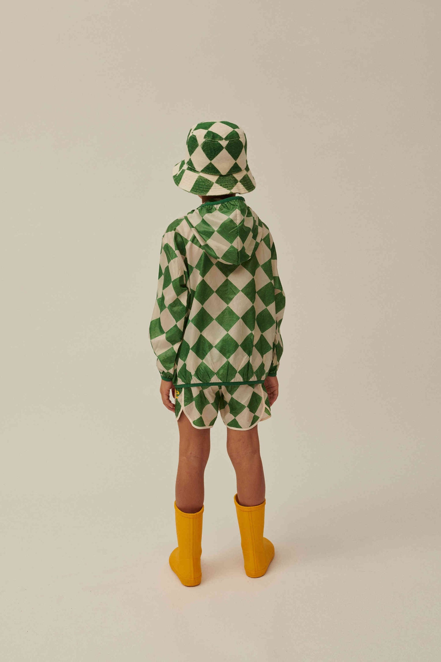 儿童绿色格子短裤