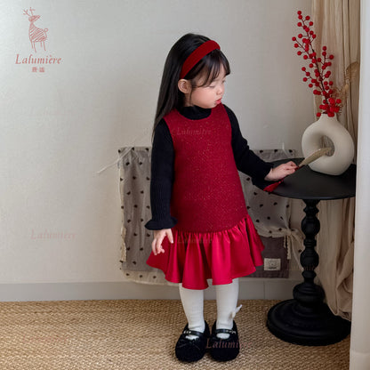 女童红色礼服裙套装