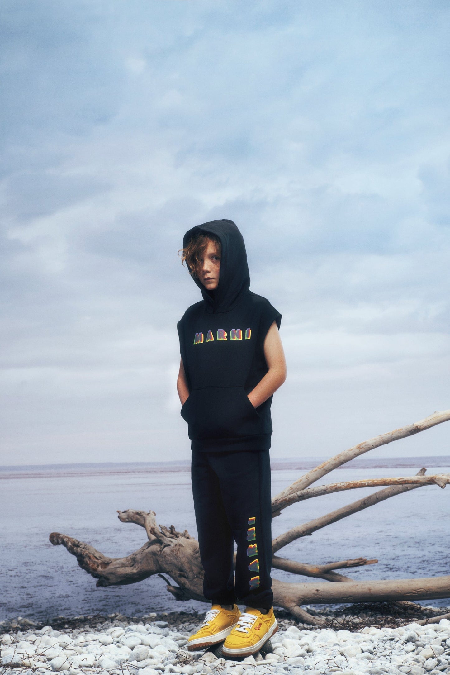 MARNI Kids 徽标慢跑裤（黑色）