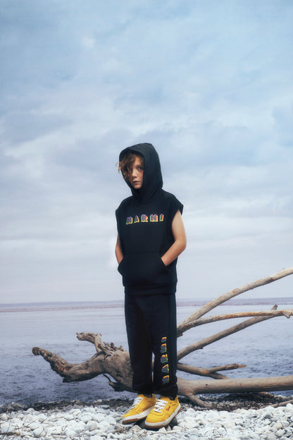 MARNI Kids 徽标慢跑裤（黑色）