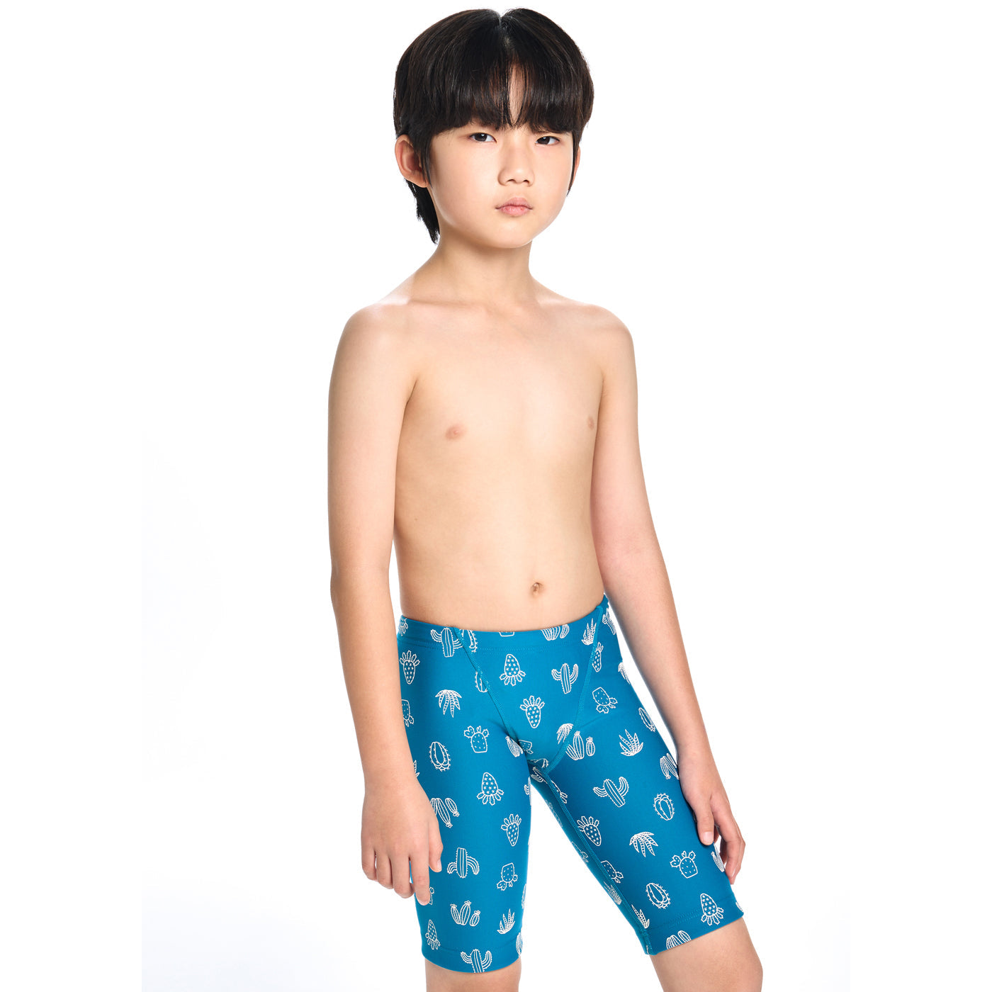 男童蓝色印花专业泳裤