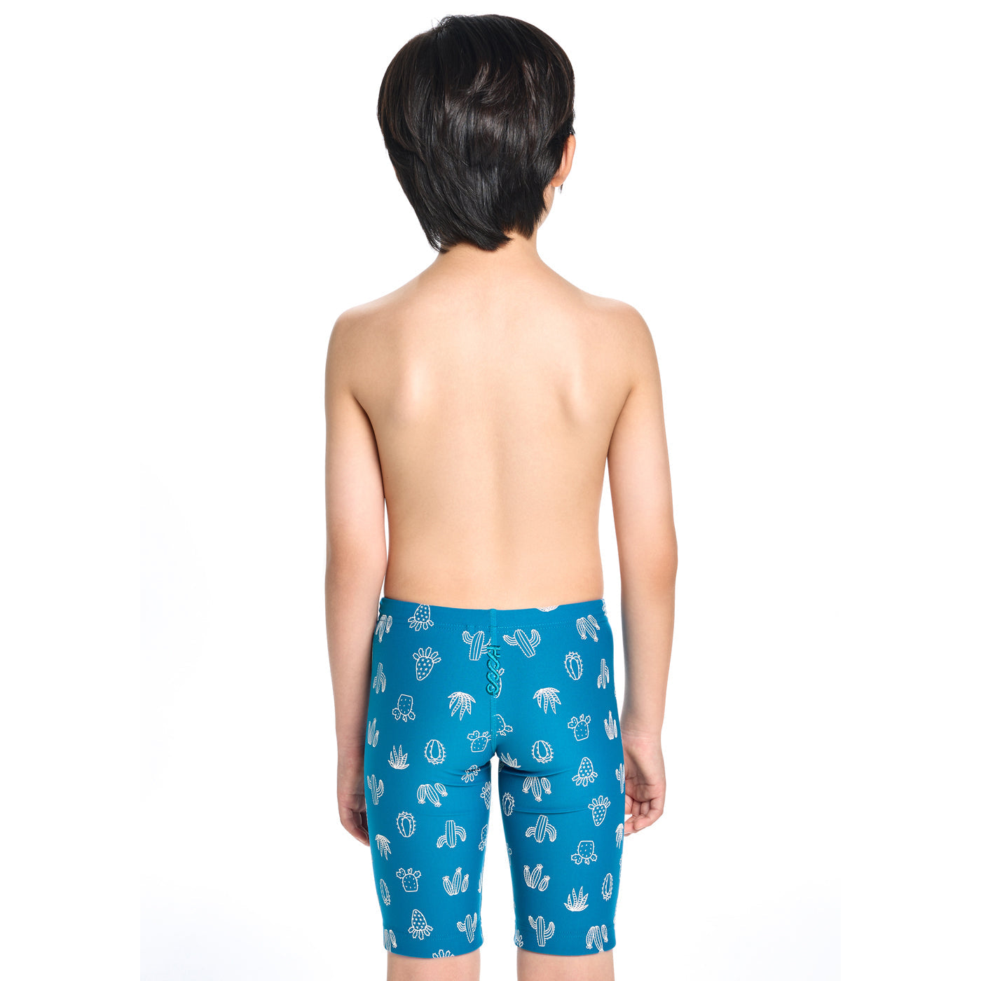 男童蓝色印花专业泳裤