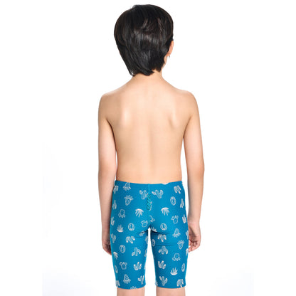 男童蓝色印花专业泳裤