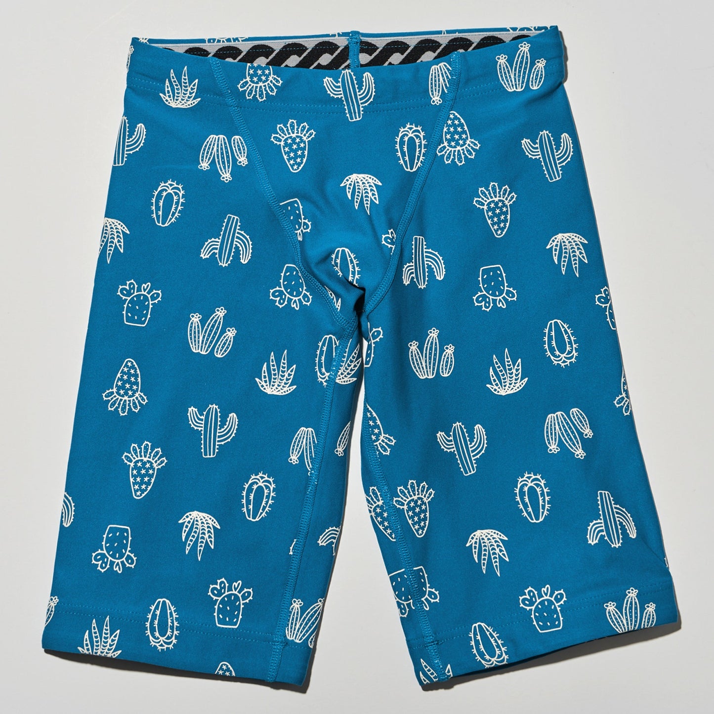 男童蓝色印花专业泳裤