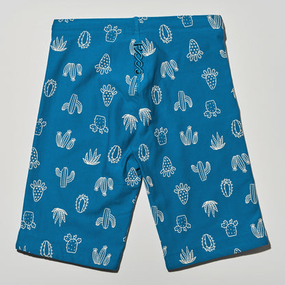 男童蓝色印花专业泳裤