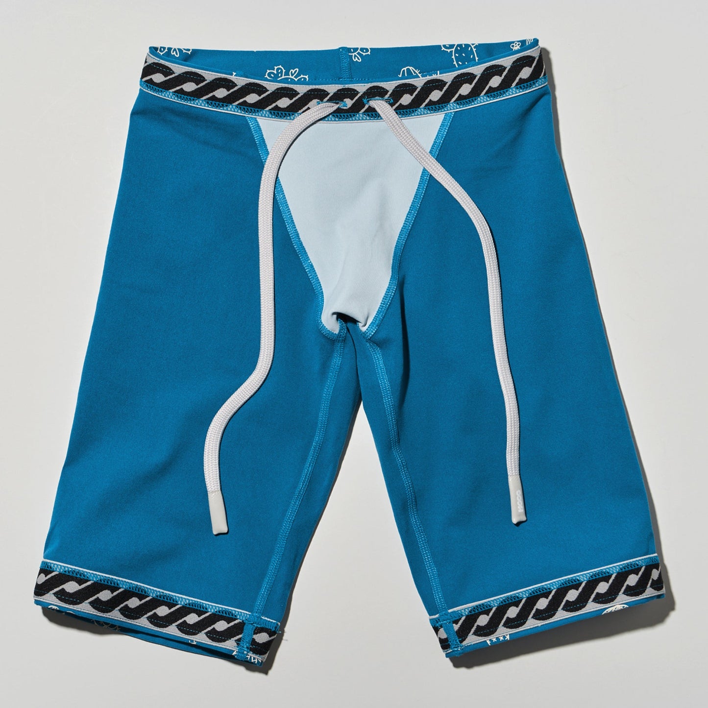 男童蓝色印花专业泳裤