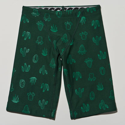 男童绿色印花专业泳裤