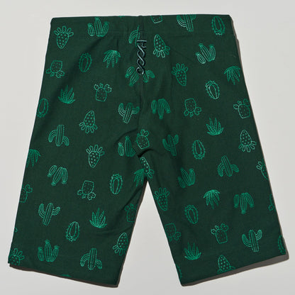 男童绿色印花专业泳裤