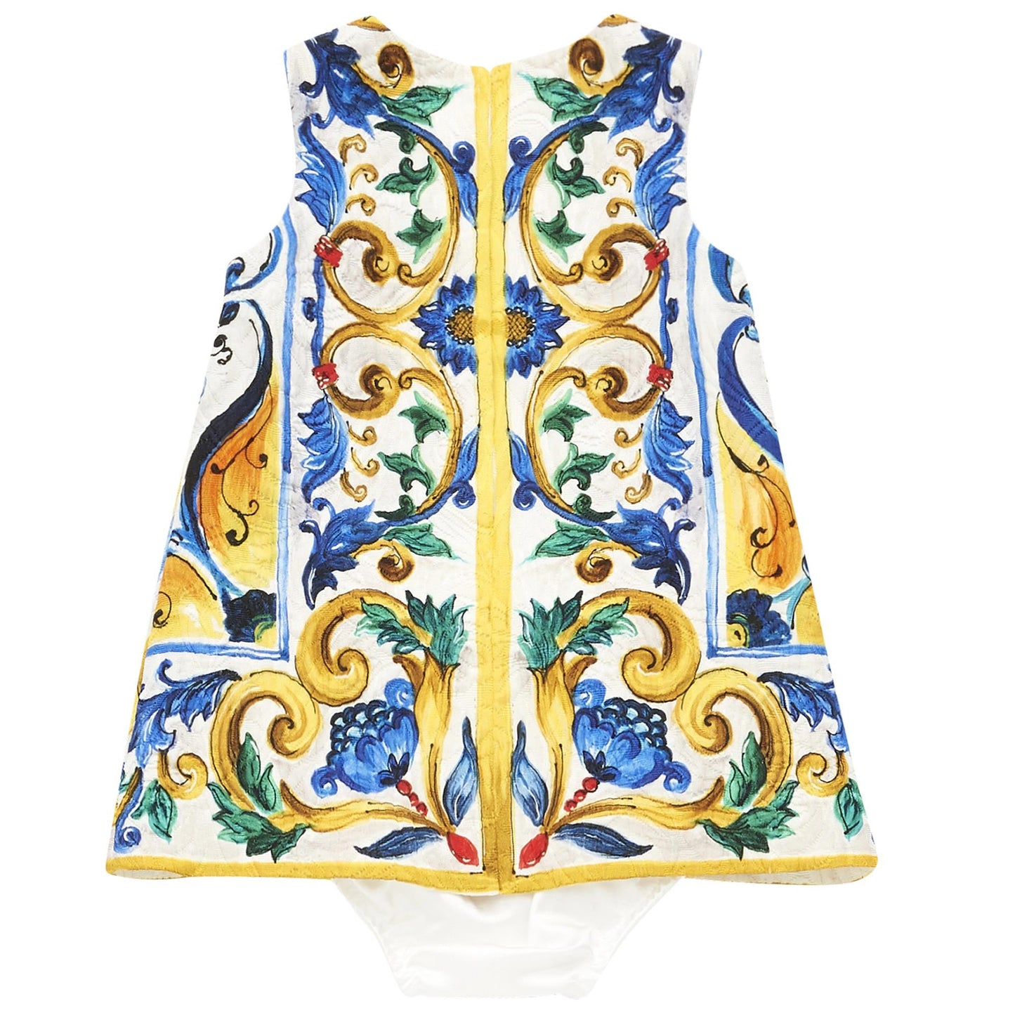 Baby Girls Multicolor Maiolica Bouquet Printed Sleevless Dress
