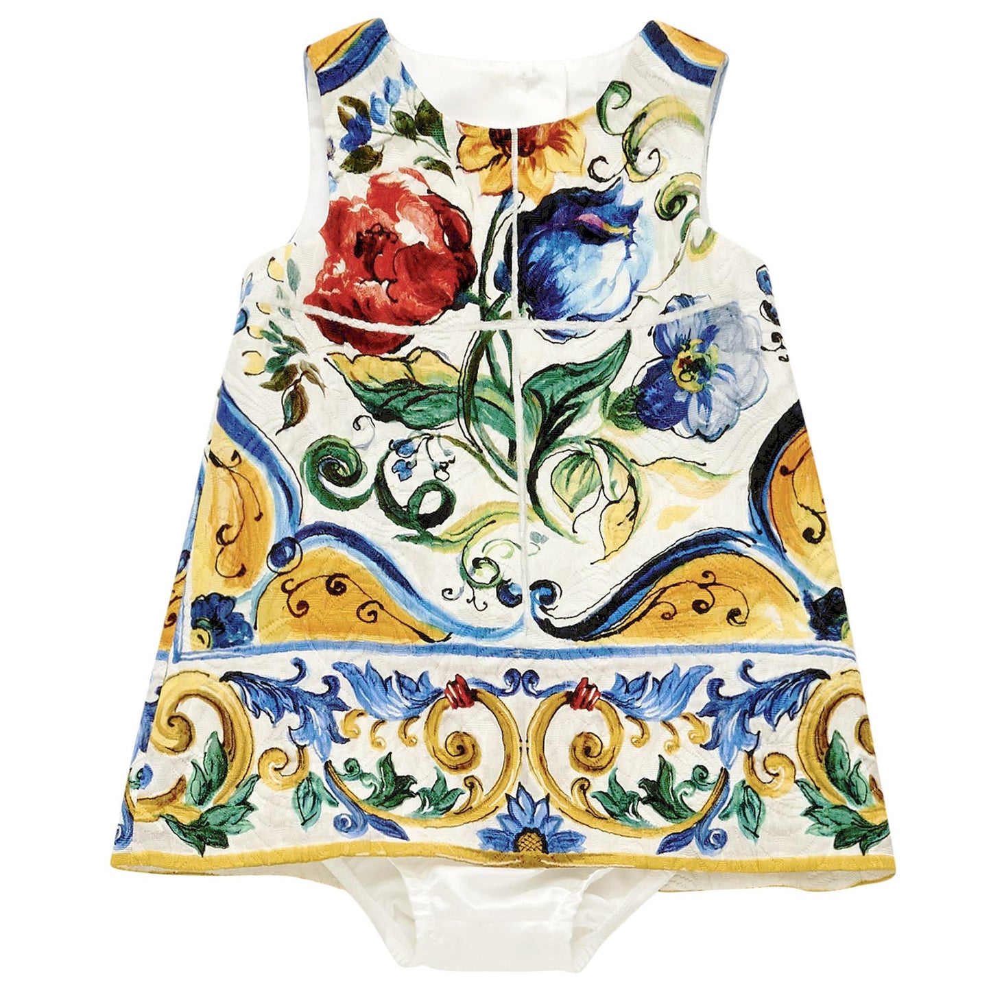 Baby Girls Multicolor Maiolica Bouquet Printed Sleevless Dress