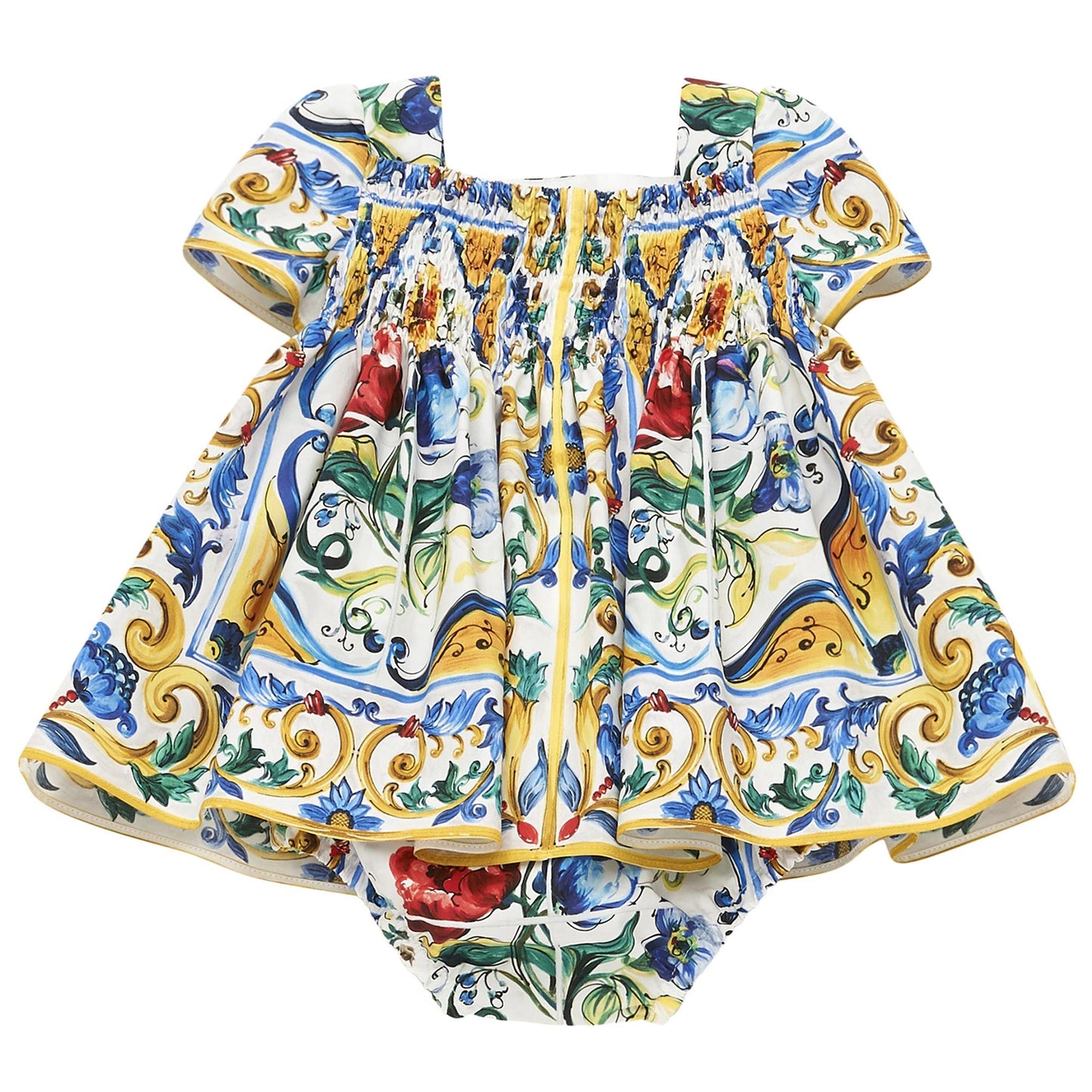 Baby Girls Multicolor Maiolica Ornamentale Printed Dress