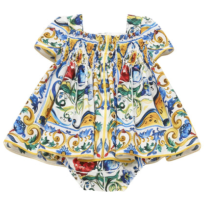 Baby Girls Multicolor Maiolica Ornamentale Printed Dress
