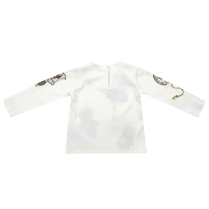 Baby Girls White Fancy Printed Cotton T-Shirt
