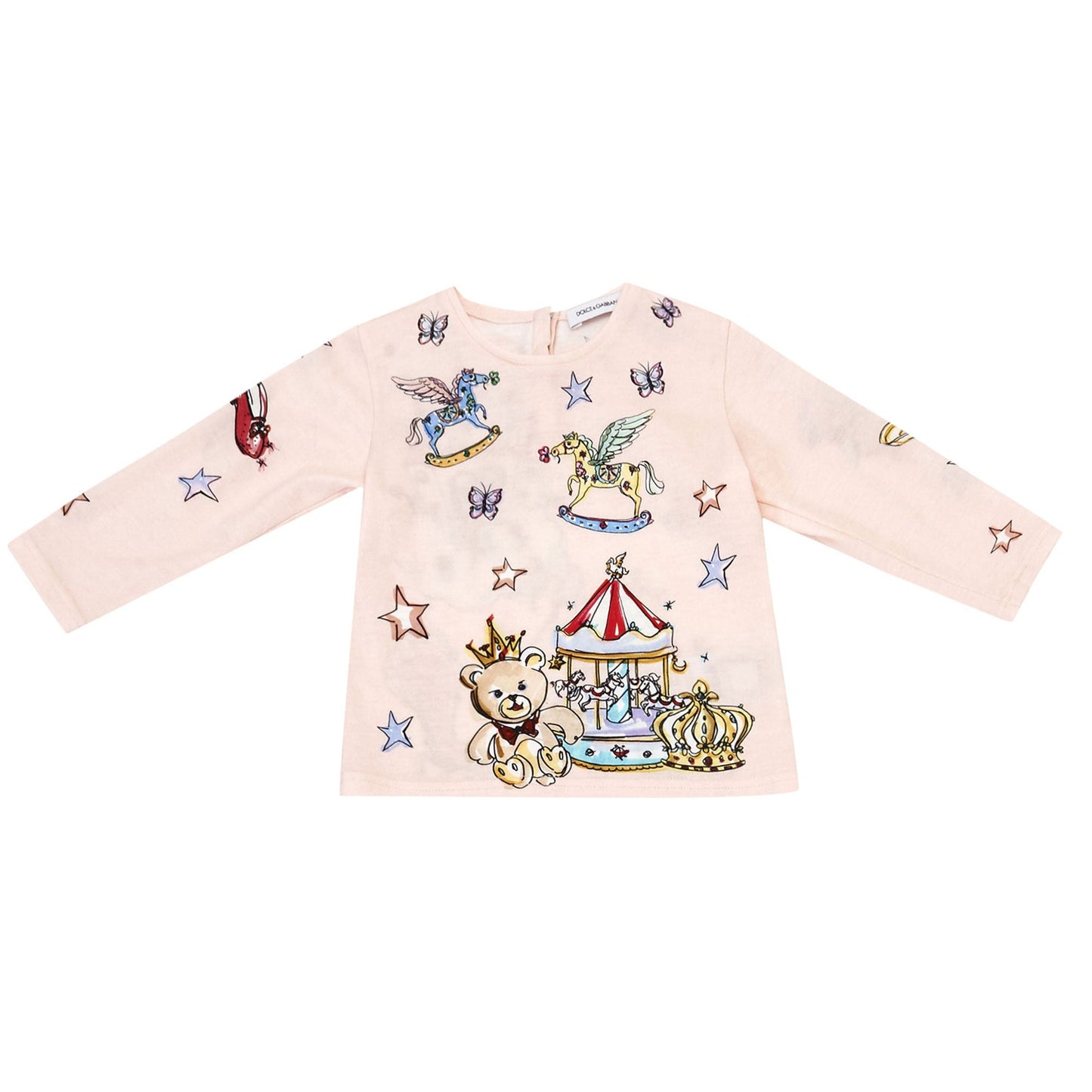 Baby Girls Pink Fancy Printed Cotton T-Shirt
