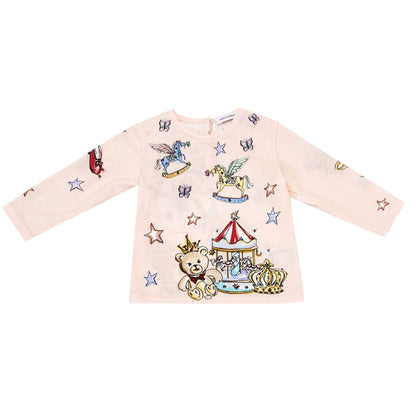 Baby Girls Pink Fancy Printed Cotton T-Shirt