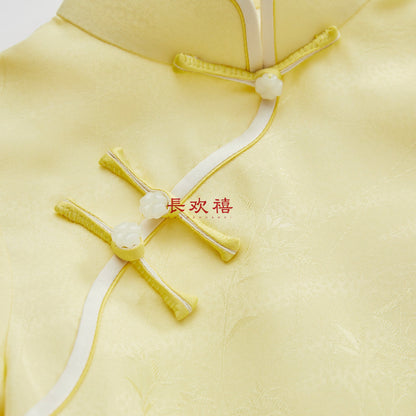女童黄色"谷雨"中式旗袍