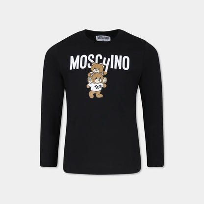 儿童黑色泰迪熊棉T恤