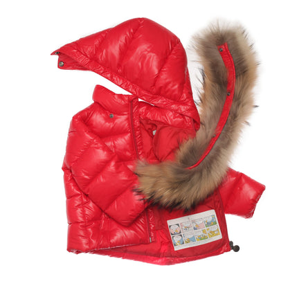 Baby Red Plush Trims Hooded 'K2'Jacket