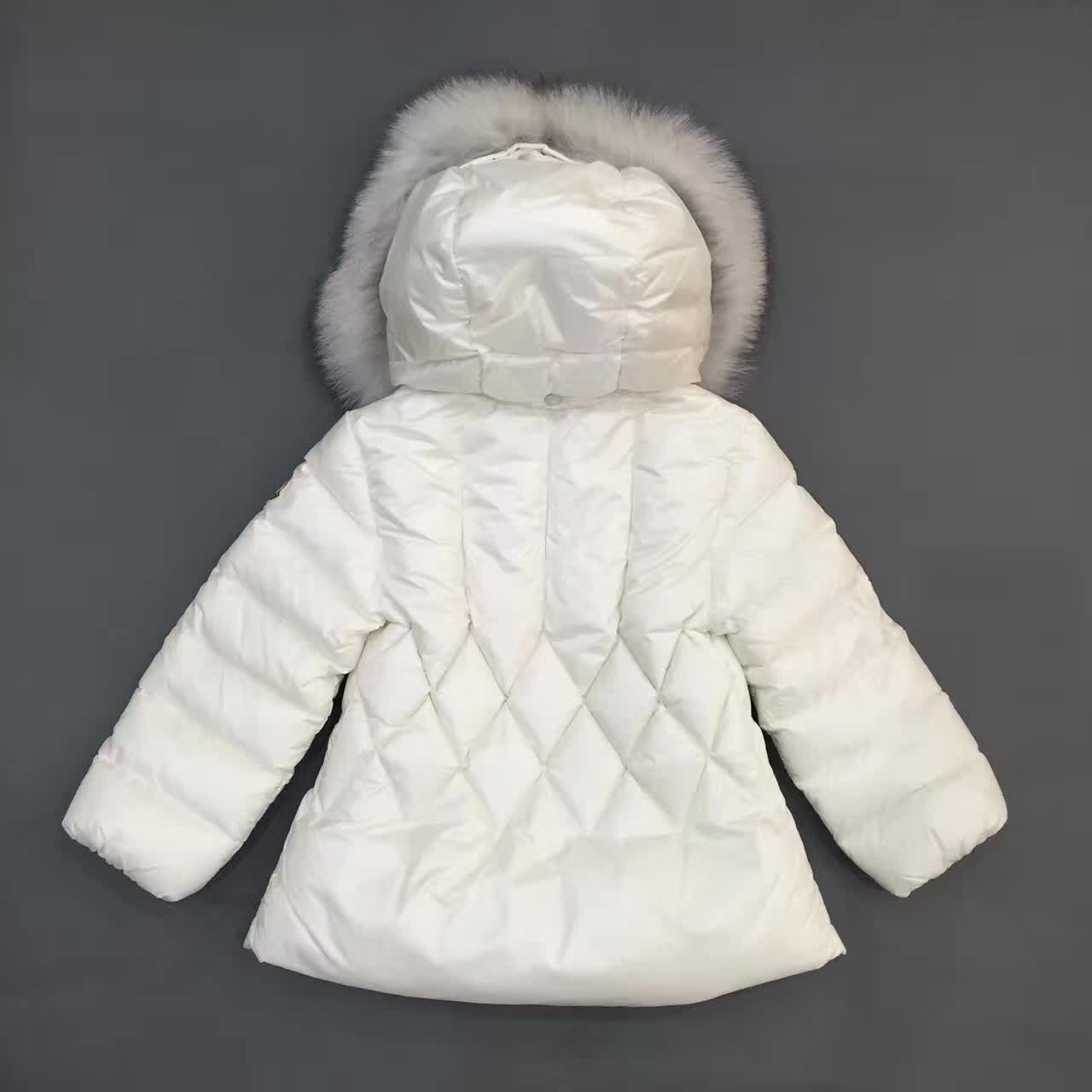Baby Girls White Fur Trims Hooded Padded Down 'Splendeur'Jacket