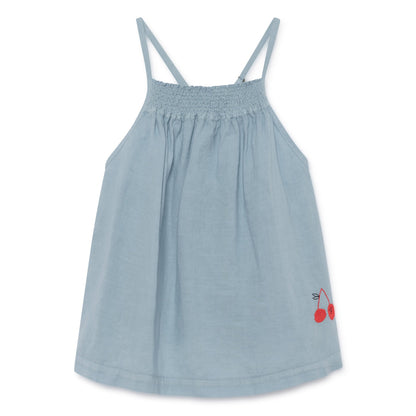 Girls Ashley Blue Orange Cotton Cherry Top