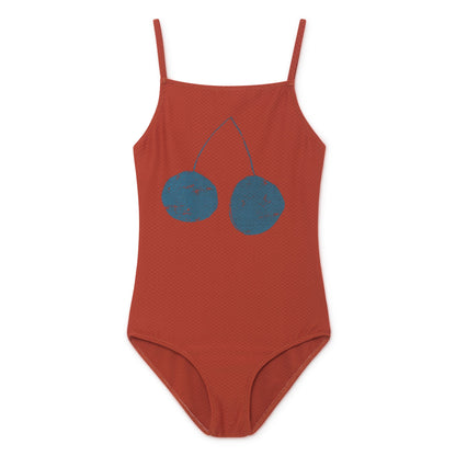 Girls Red Clay Cherry Swimsuit