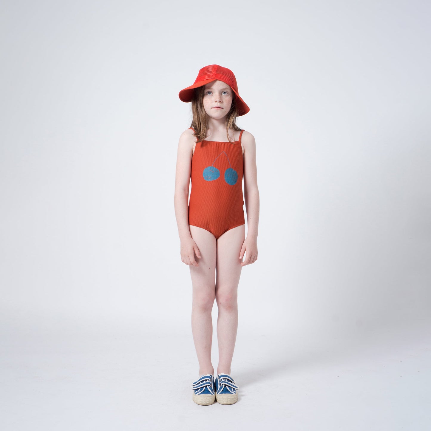 Girls Red Clay Cherry Swimsuit