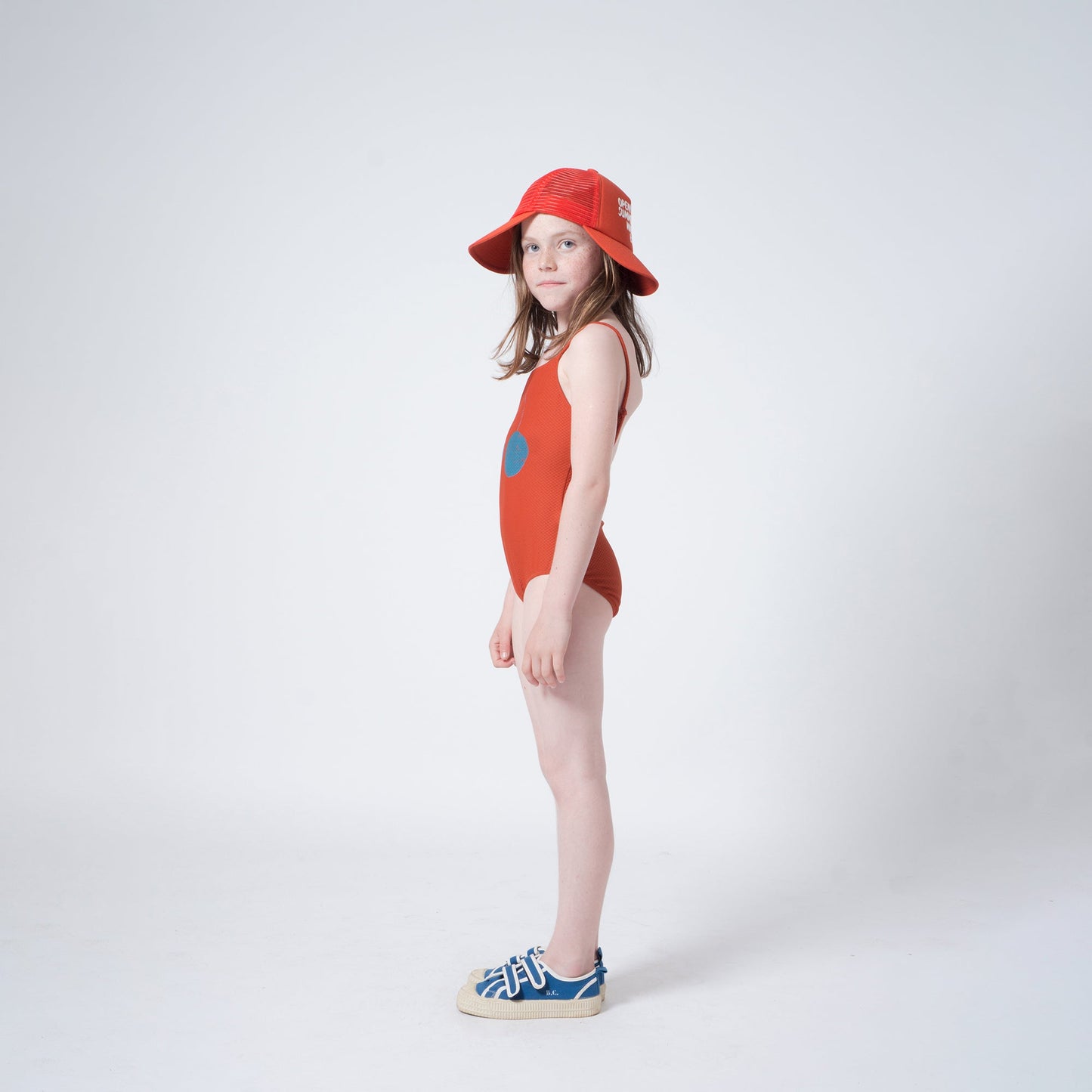 Girls Red Clay Cherry Swimsuit