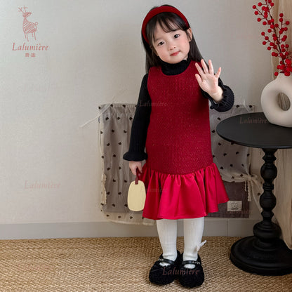 女童红色礼服裙套装