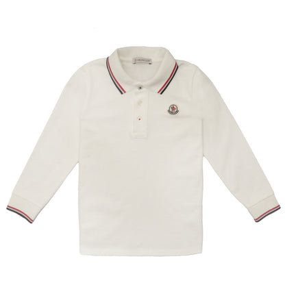 Baby Boys White Rib Cuffs Cotton Polo Shirt