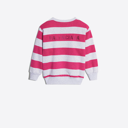 Girls Grey & Pink Stripes Cotton Sweatshirt