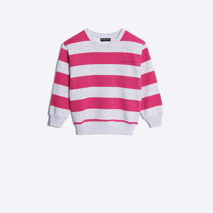 Girls Grey & Pink Stripes Cotton Sweatshirt