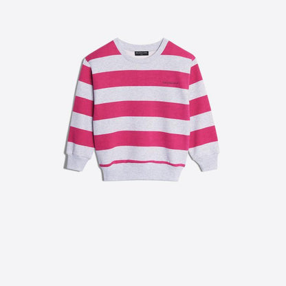 Girls Grey & Pink Stripes Cotton Sweatshirt