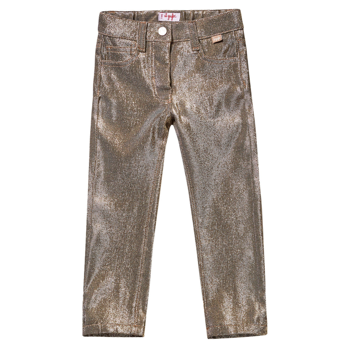 Girls Gold Metallic Cotton Trousers
