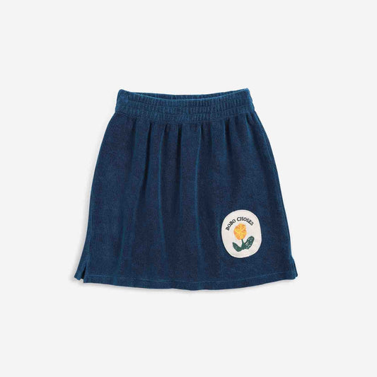 女童蓝色花朵棉短裙