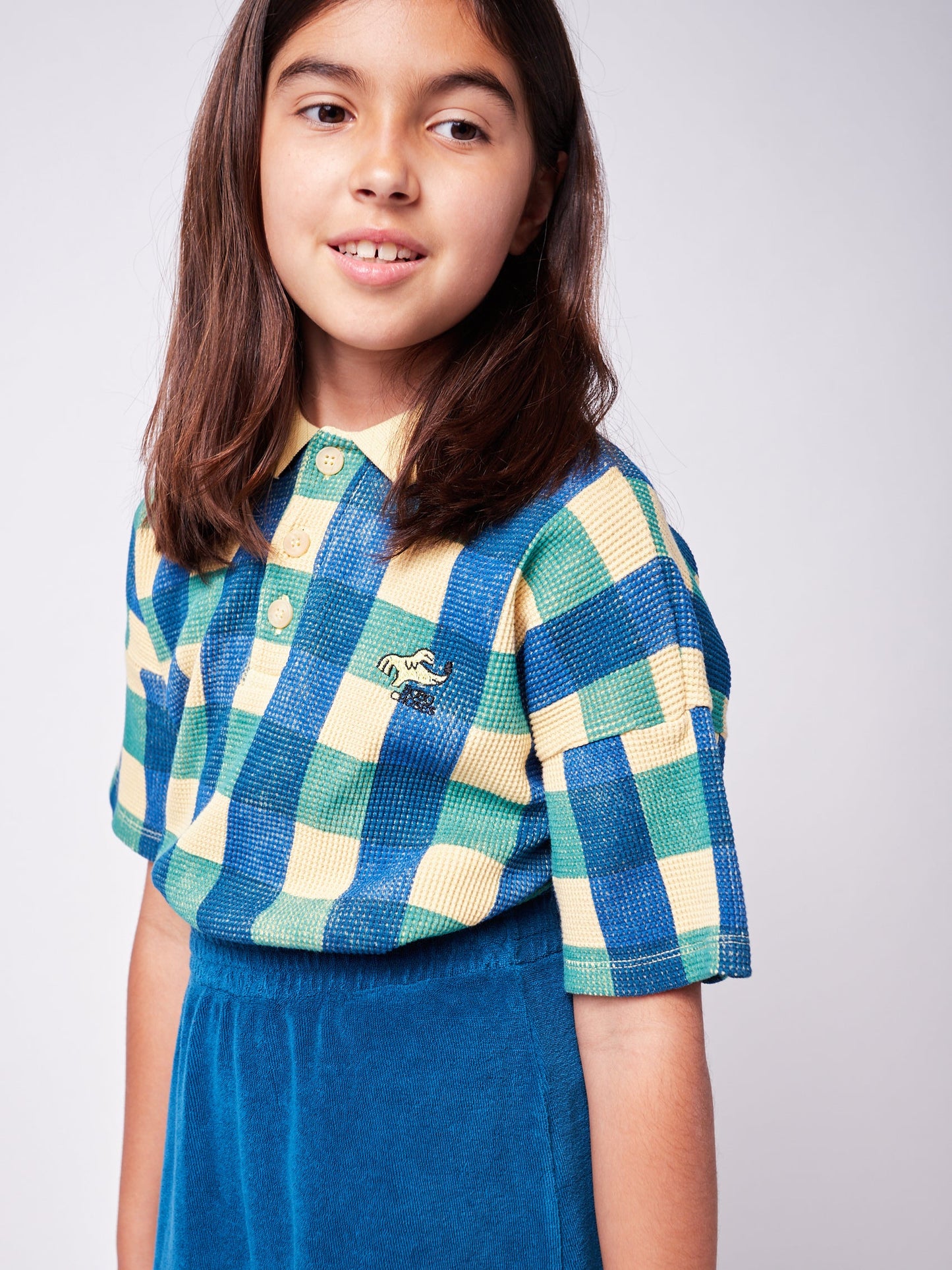 女童蓝色花朵棉短裙