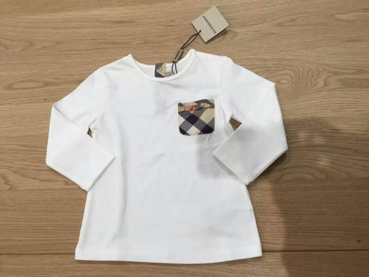 Baby Girls Ivory T-Shirts With Check Pocket