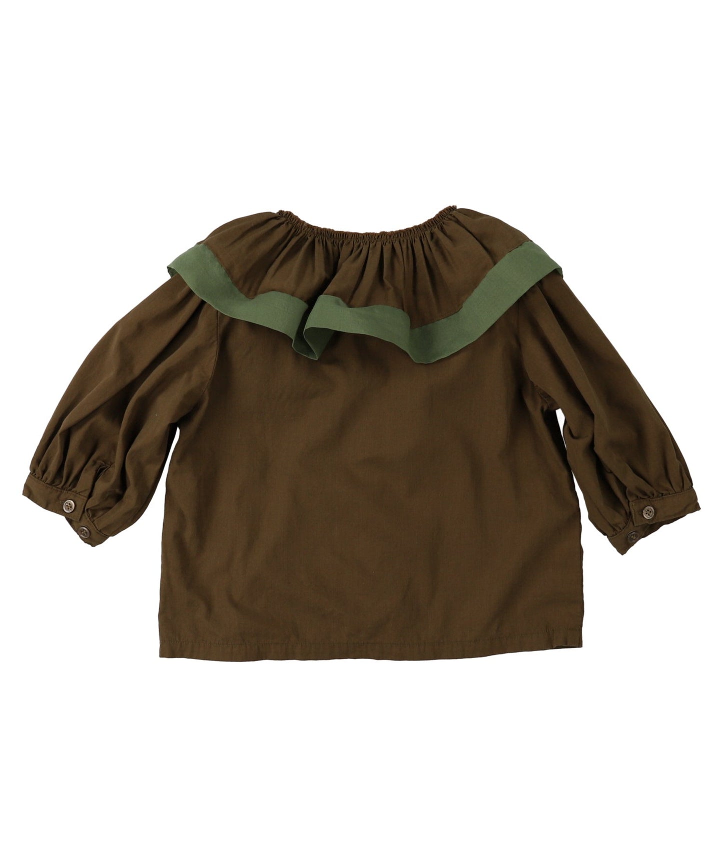 女童棕色荷叶领衬衫