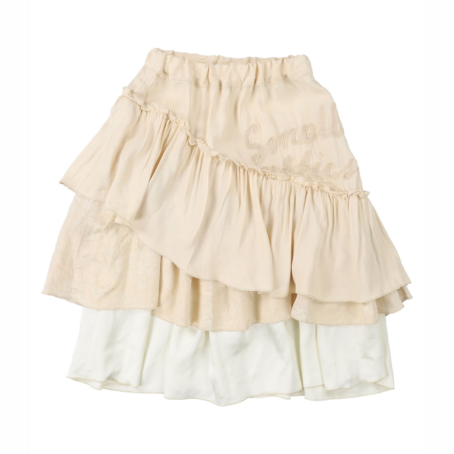 女童白色分层荷叶边短裙