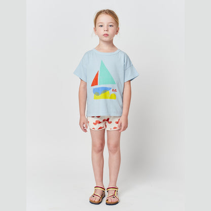 儿童浅蓝色印花棉T恤