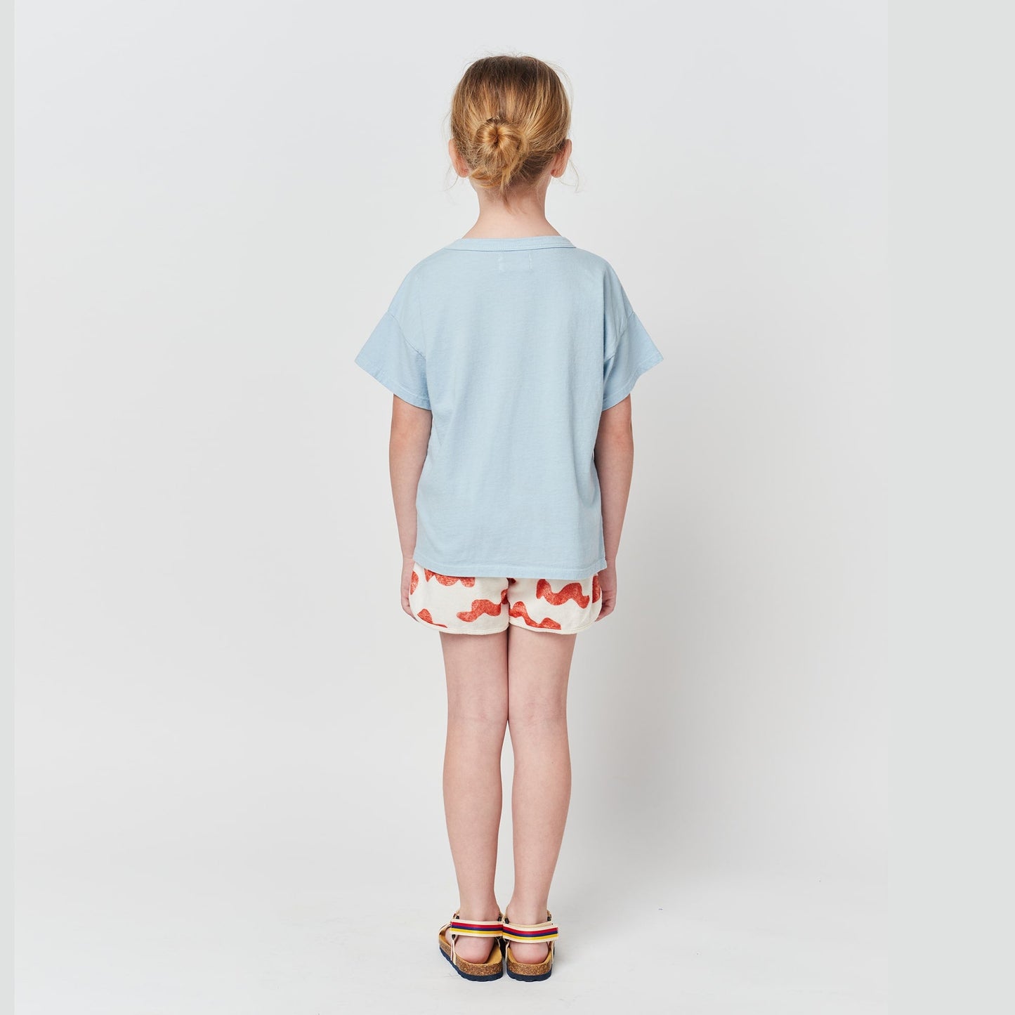 儿童浅蓝色印花棉T恤