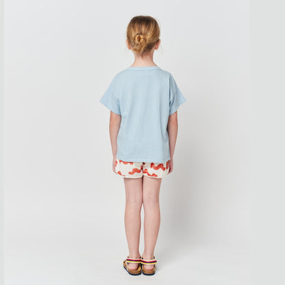 儿童浅蓝色印花棉T恤