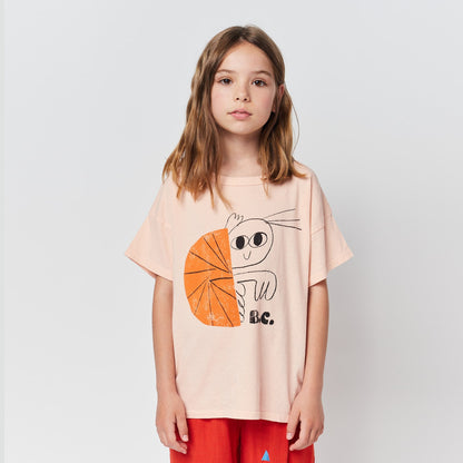 儿童粉色印花棉T恤