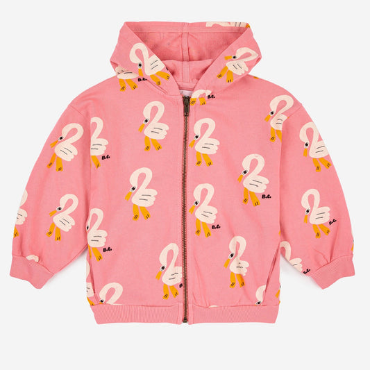 女童粉色印花棉拉链上衣