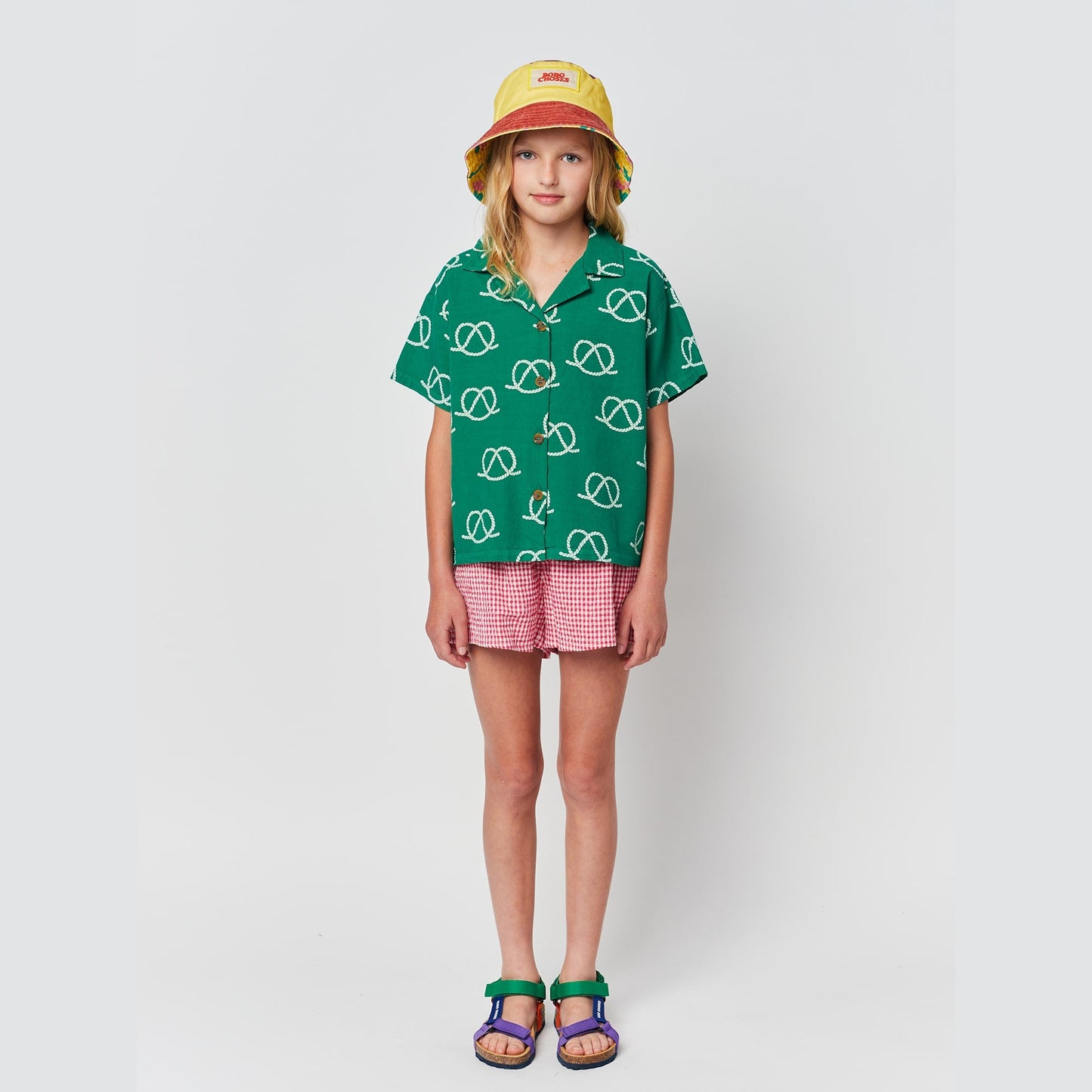 儿童绿色印花棉衬衫