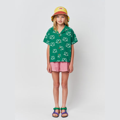 儿童绿色印花棉衬衫