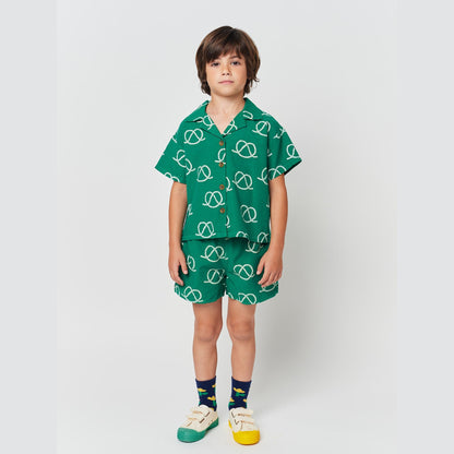 儿童绿色印花棉衬衫