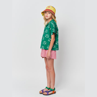 儿童绿色印花棉衬衫